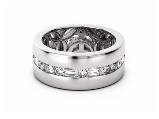 0.61ct Diamond Half Eternity Baguette Ring – 18ct White Gold