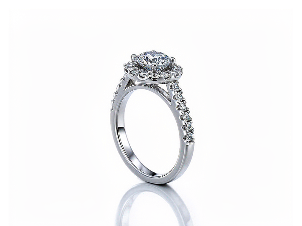1.70ct Diamond Solitaire Halo Ring – Platinum