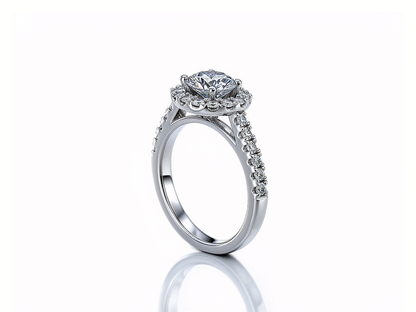 1.70ct Diamond Solitaire Halo Ring – Platinum
