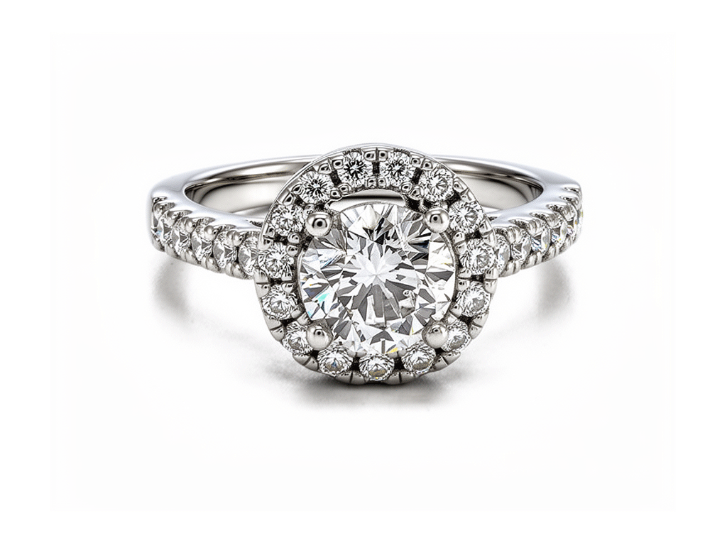 1.70ct Diamond Solitaire Halo Ring – Platinum