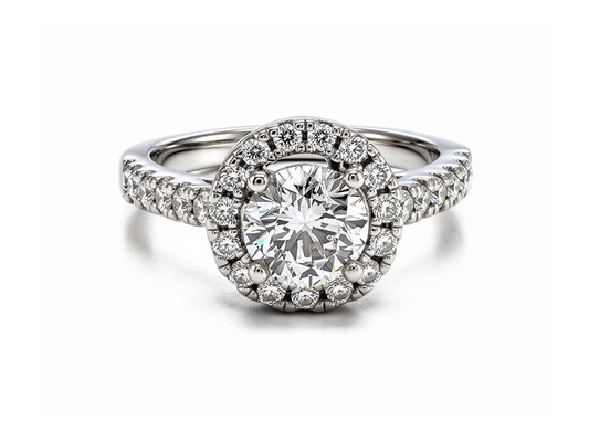 1.70ct Diamond Solitaire Halo Ring – Platinum