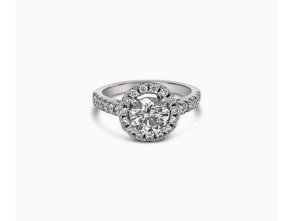 (REF 1679) 1.70cts Diamond Solitaire Halo Ring (Platinum)