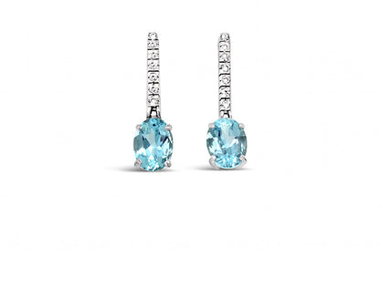 Diamond and Aquamarine Earrings in 18ct White Gold