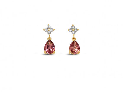 Tourmaline and Diamond Earrings in 18ct Yellow Gold