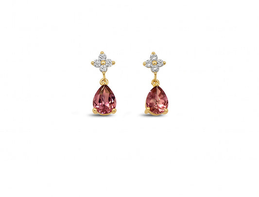 Tourmaline and Diamond Earrings in 18ct Yellow Gold