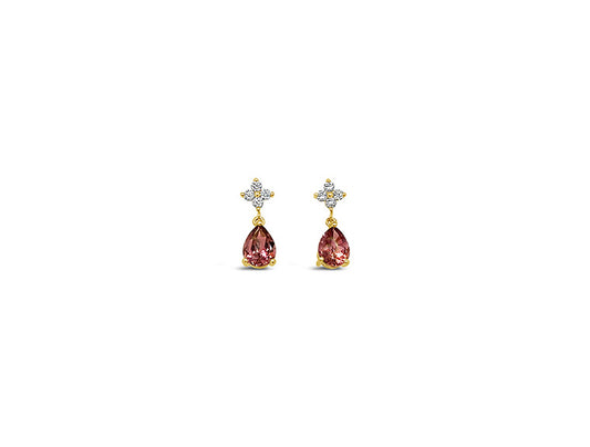 (REF 1738) Earrings Tourmaline and Diamonds (18ct Yellow Gold)