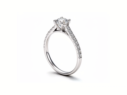 0.80ct Diamond Solitaire Ring with Diamond Shoulders – 14ct White Gold (GIA Certified)