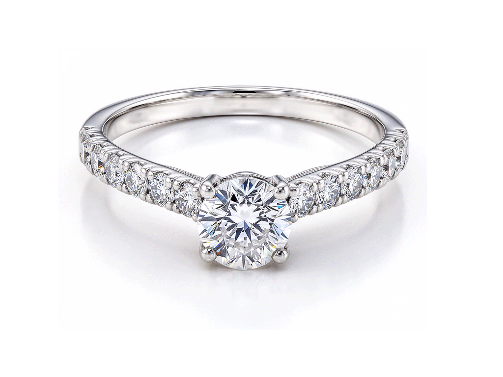 0.80ct Diamond Solitaire Ring with Diamond Shoulders – 14ct White Gold (GIA Certified)