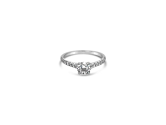 (REF 1745) 0.80ct Ring Solitaire and Diamond Shoulders (14ct White Gold) GIA Certificated