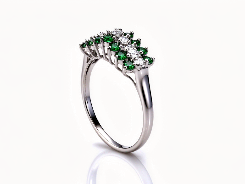 0.65ct Emerald & Diamond Ring – 14ct White Gold