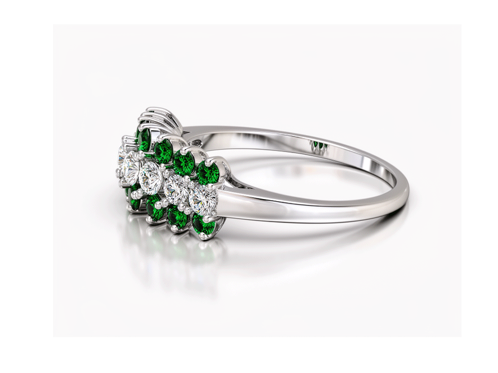 0.65ct Emerald & Diamond Ring – 14ct White Gold