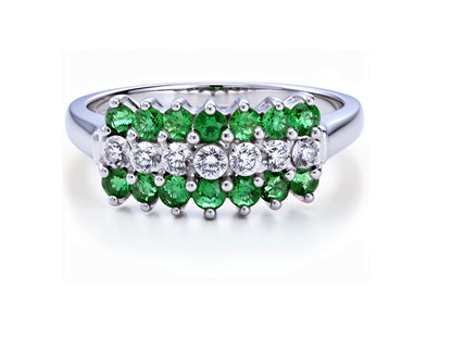 0.65ct Emerald & Diamond Ring – 14ct White Gold