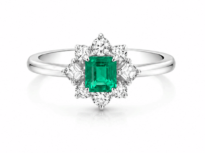 0.71ct Emerald & Diamond Ring – Platinum
