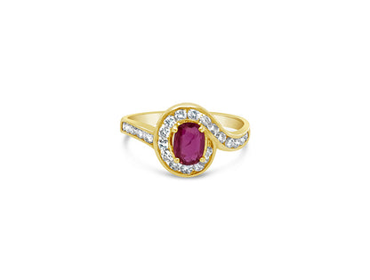 (Ref 1764) Ruby and Diamond Ring (18ct Yellow Gold)