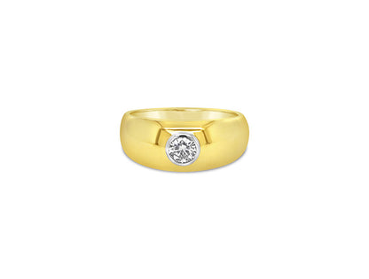 (Ref 1768) 0.75ct Yellow Gold Band and Diamond Ring (18ct Yellow Gold)
