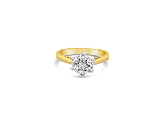 (Ref 1769) 0.21ct Cluster Diamond Solitaire Ring (18ct Yellow Gold)