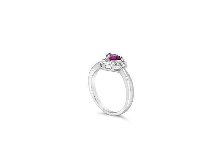 (Ref 1771) 0.55ct Ruby and 0.08ct Diamond Ring (PLATINUM)