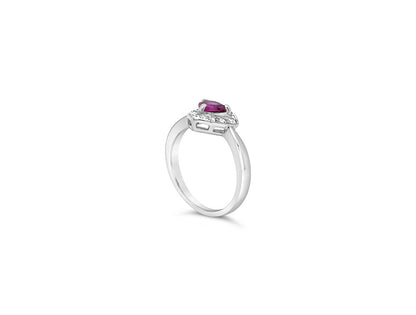 (Ref 1771) 0.55ct Ruby and 0.08ct Diamond Ring (PLATINUM)