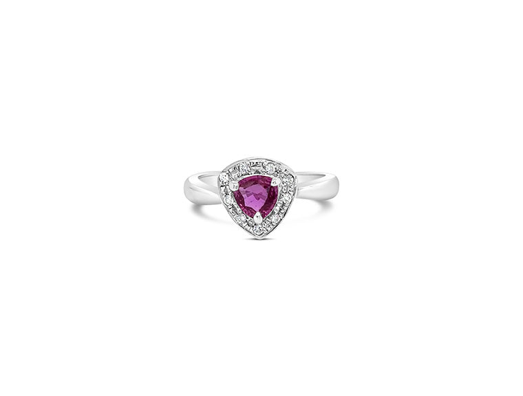 (Ref 1771) 0.55ct Ruby and 0.08ct Diamond Ring (PLATINUM)