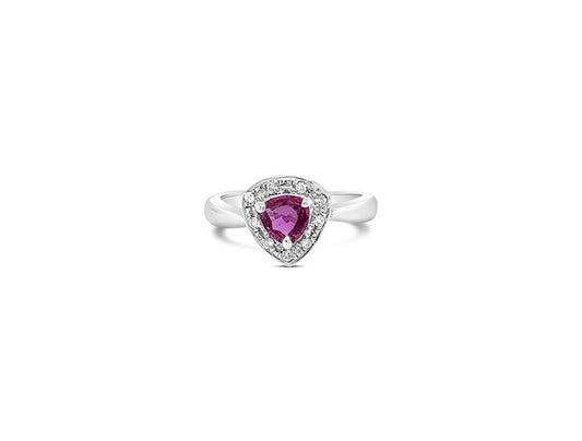 (Ref 1771) 0.55ct Ruby and 0.08ct Diamond Ring (PLATINUM)