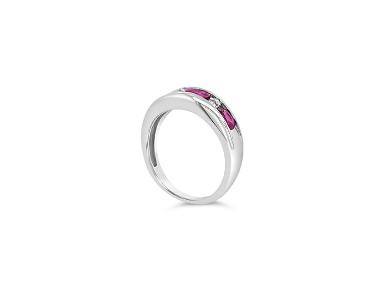(Ref 1772) 0.75ct Ruby and 0.10ct Diamond Ring (18ct White Gold)