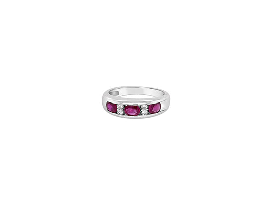 (Ref 1772) 0.75ct Ruby and 0.10ct Diamond Ring (18ct White Gold)