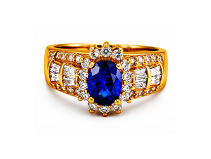 Sapphire & Diamond Ring – 18ct Yellow Gold