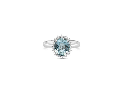 (Ref 1774) 2.34ct Aquamarine and 0.12ct Diamond Ring (Platinum)