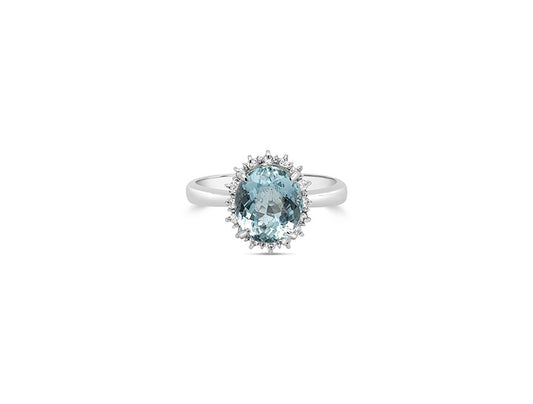 (Ref 1774) 2.34ct Aquamarine and 0.12ct Diamond Ring (Platinum)