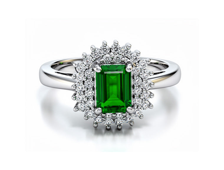0.90ct Emerald & Diamond Ring – Platinum