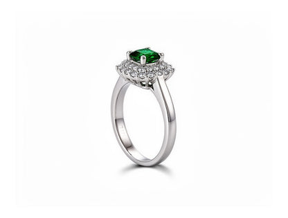0.90ct Emerald & Diamond Ring – Platinum