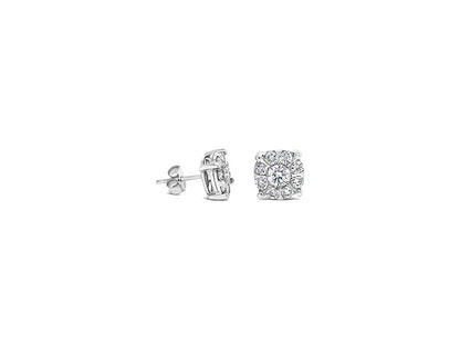 (Ref 1779) 1ct Diamond Cluster Earring (9ct White Gold)