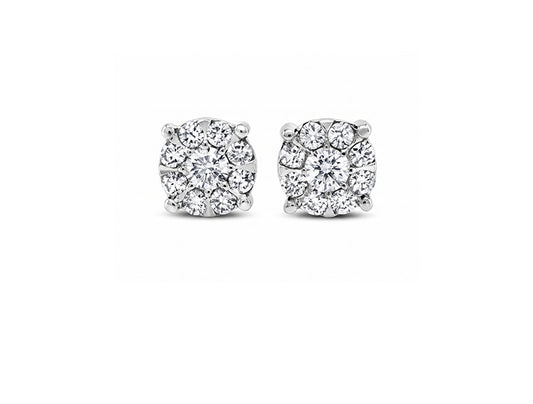 1ct Diamond Cluster Earrings in 9ct White Gold
