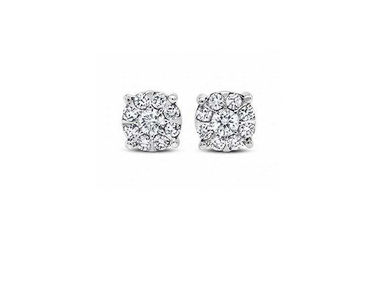 1ct Diamond Cluster Earrings in 9ct White Gold