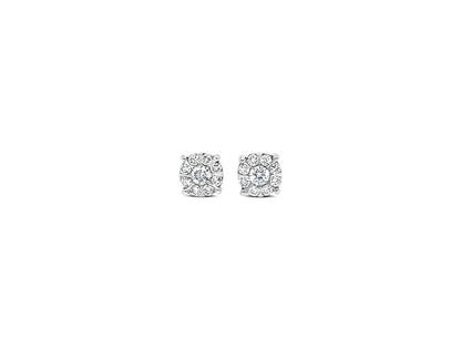 (Ref 1779) 1ct Diamond Cluster Earring (9ct White Gold)