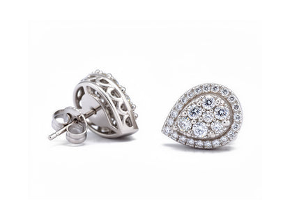 1ct Pear Diamond Earrings – 9ct White Gold