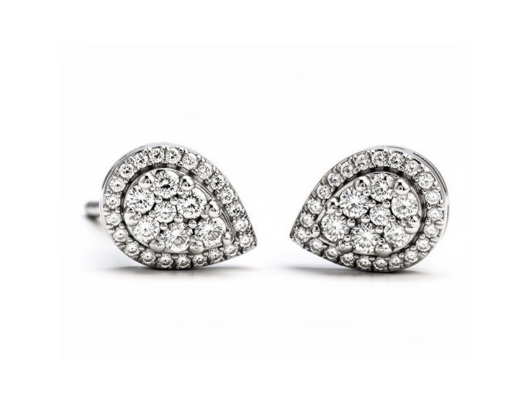 1ct Pear Diamond Earrings – 9ct White Gold