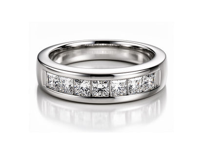 0.75ct Princess Cut Diamond Half Eternity Ring – 18ct White Gold