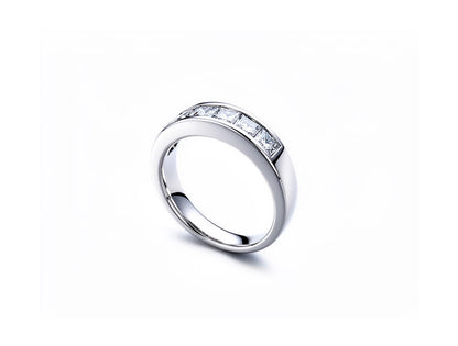 0.75ct Princess Cut Diamond Half Eternity Ring – 18ct White Gold