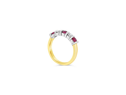 (Ref 1797) 0.25ct Diamond 0.30 Ruby Ring (18ct Yellow Gold)