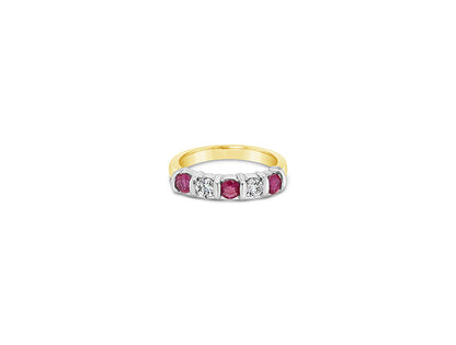 (Ref 1797) 0.25ct Diamond 0.30 Ruby Ring (18ct Yellow Gold)