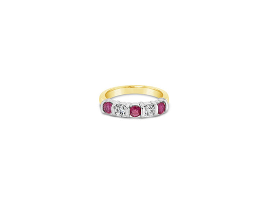 (Ref 1797) 0.25ct Diamond 0.30 Ruby Ring (18ct Yellow Gold)