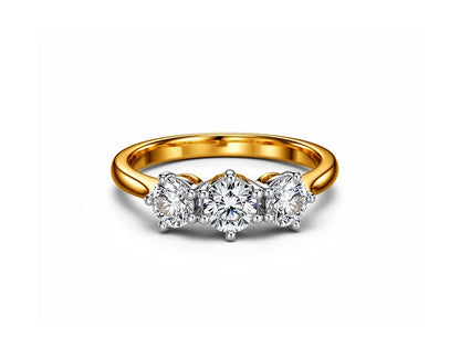 0.90ct 3-Stone Diamond Ring – 18ct Yellow Gold