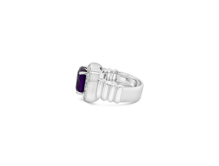 (Ref 1821) 11.4cts Amethyst and Diamond Ring (18ct White Gold)