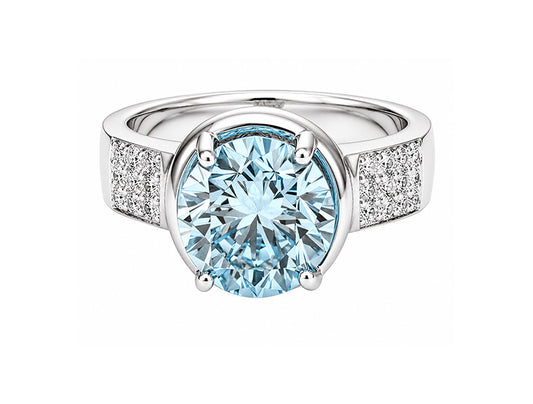 Aquamarine & Diamond Ring – 18ct White Gold