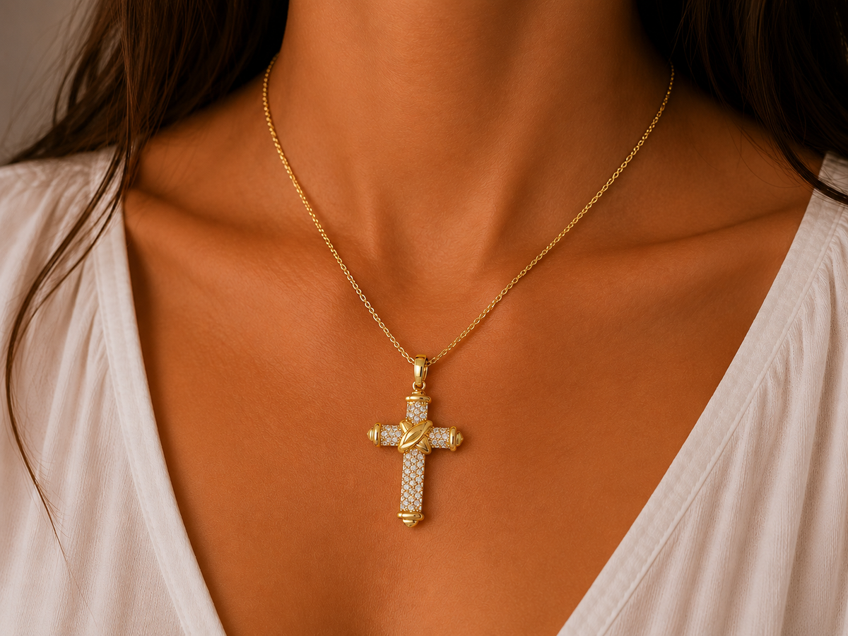 0.67ct Diamond Cross Pendant - 18ct Yellow Gold