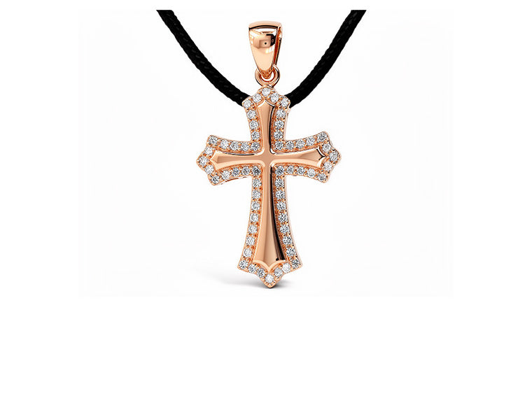0.67ct Diamond Cross Pendant in 18ct Rose Gold