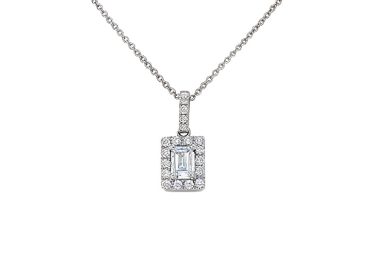 0.48ct Square Emerald Cut Diamond Pendant – 18ct White Gold