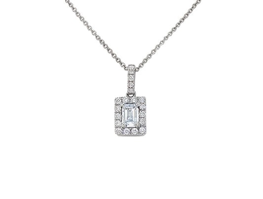 0.48ct Square Emerald Cut Diamond Pendant – 18ct White Gold