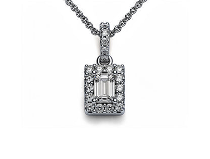 0.48ct Square Emerald Cut Diamond Pendant – 18ct White Gold